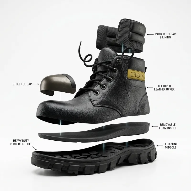 Konstruksi Exploded View Sepatu Safety Cheking